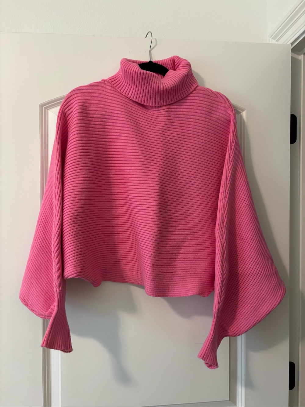 Zara Hot Pink Ribbed Turtleneck Sweater